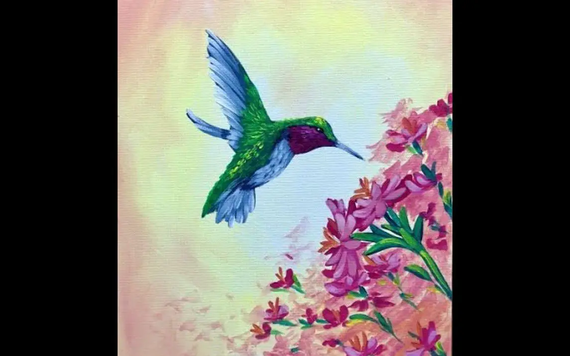 Simple Hummingbird Painting in Acrylics