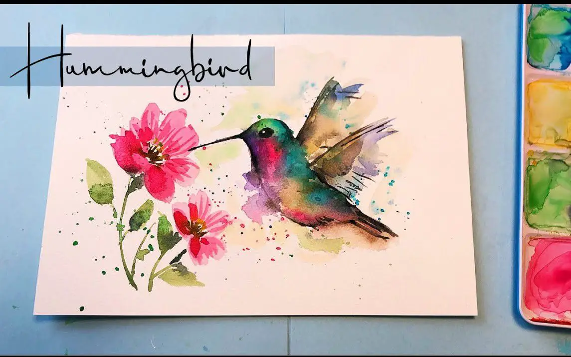 Hummingbird Painting using the Wet on Wet Technique