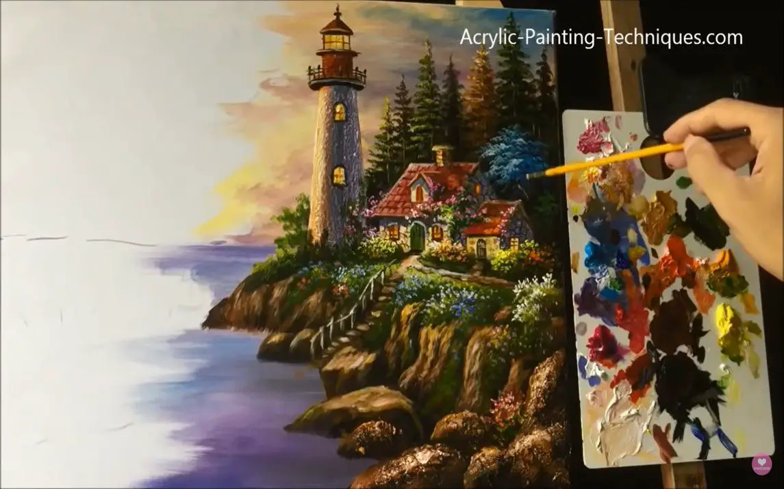 Beautiful Lighthouse Painting Demonstration