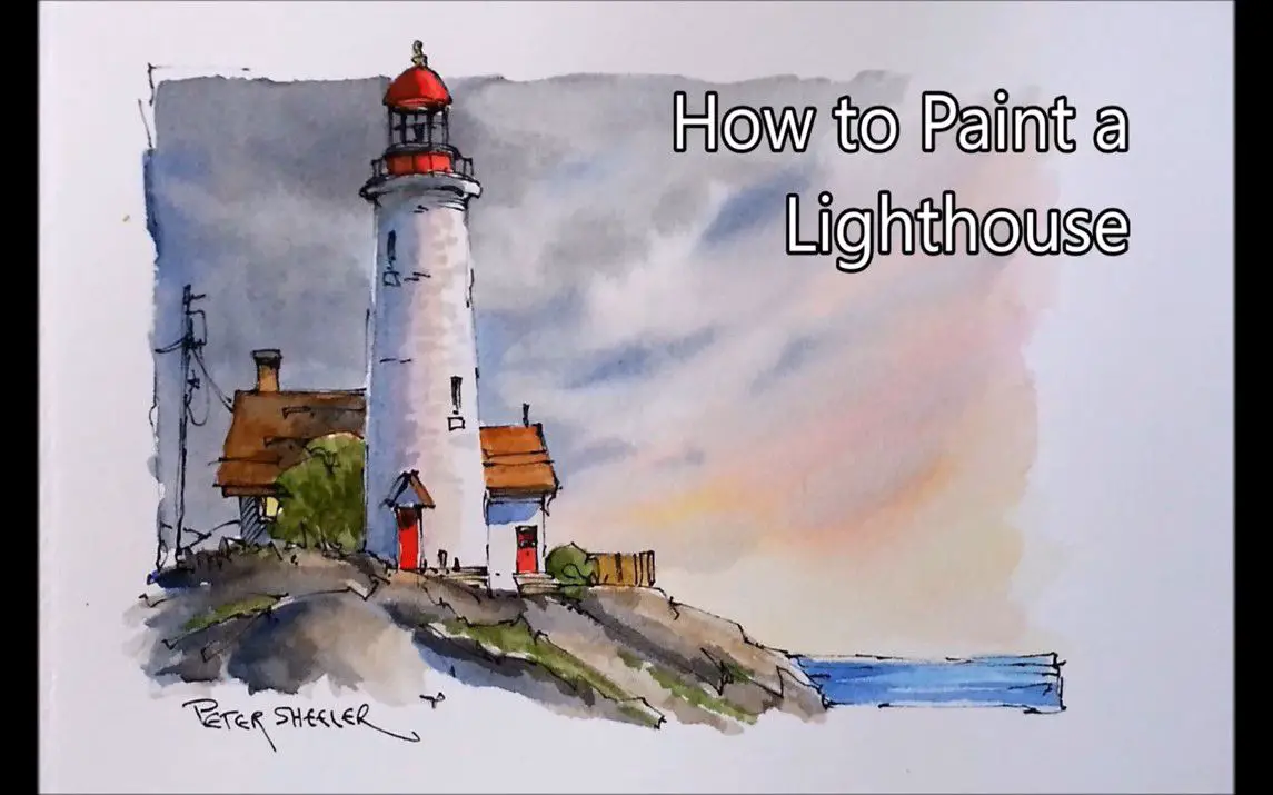 Simple Lighthouse Painting in Watercolor