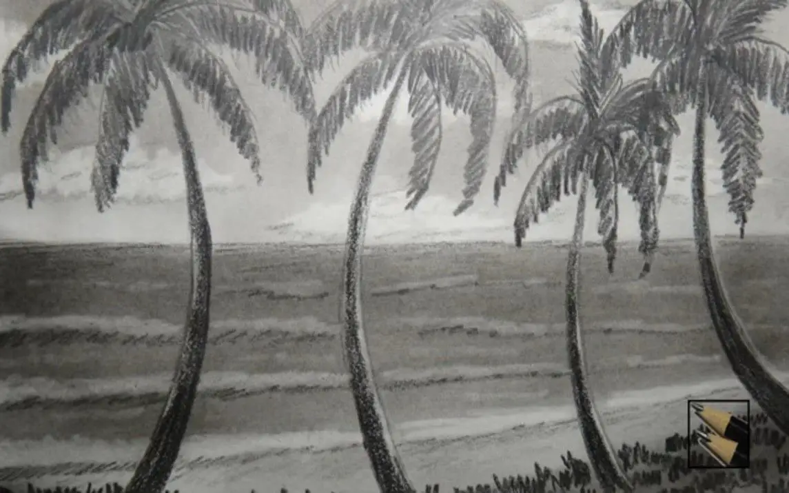 Splendid Beauty of Palm Trees on Seashore