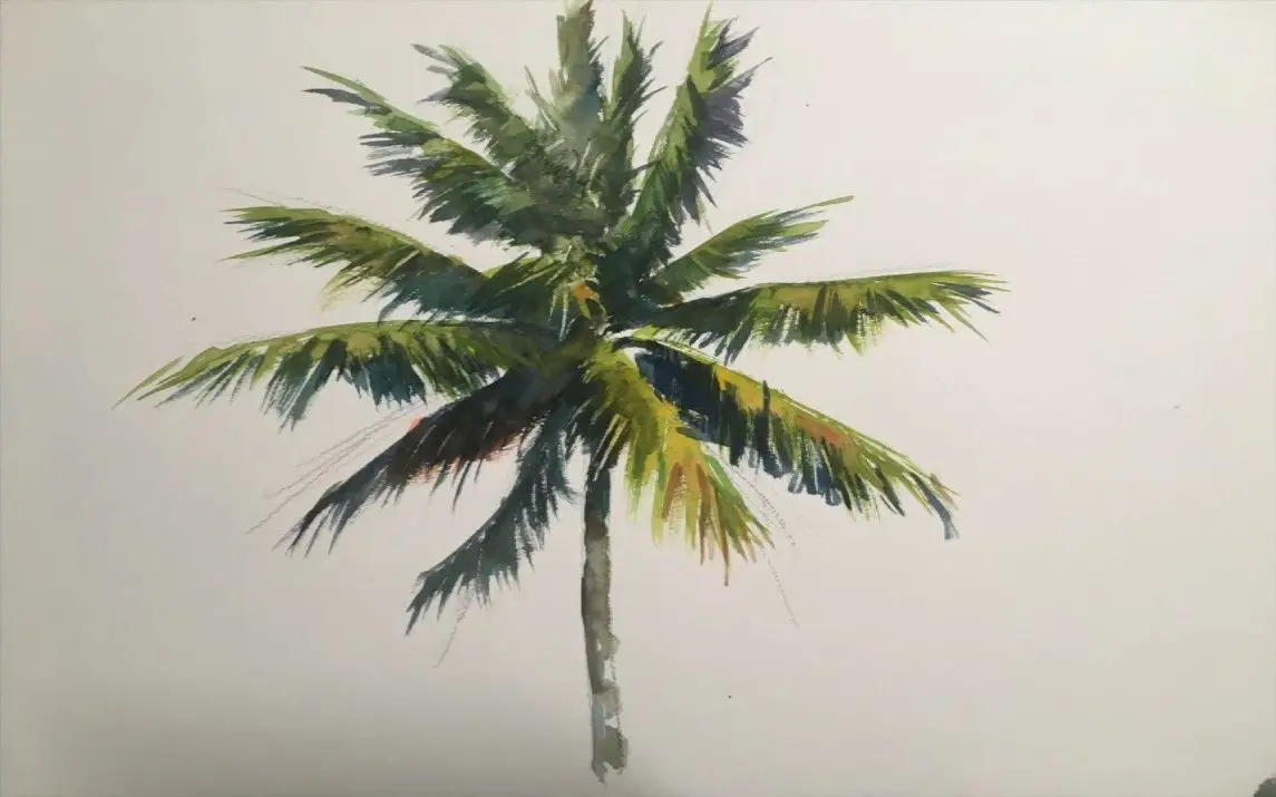 Magnificent Watercolor Painting of Palm Trees