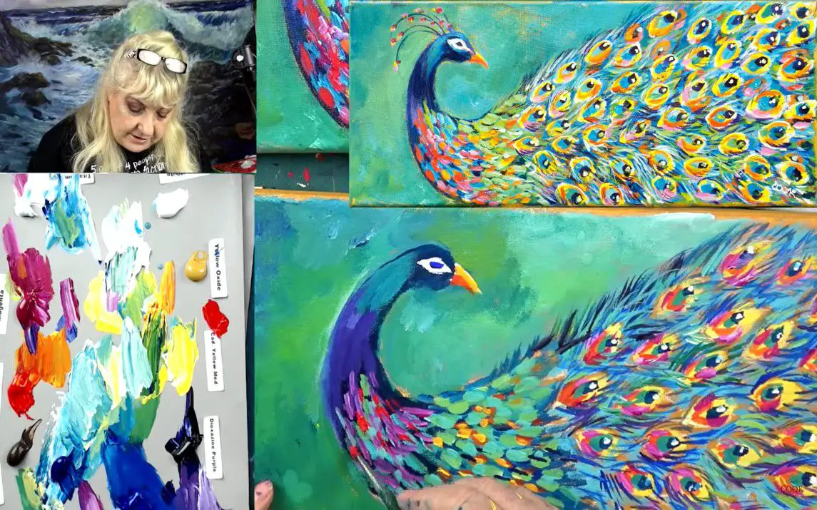 Colorful Painting of a Peacock