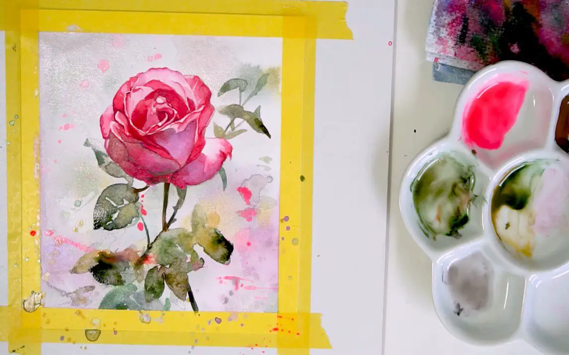 Striking Watercolor painting of a Rose