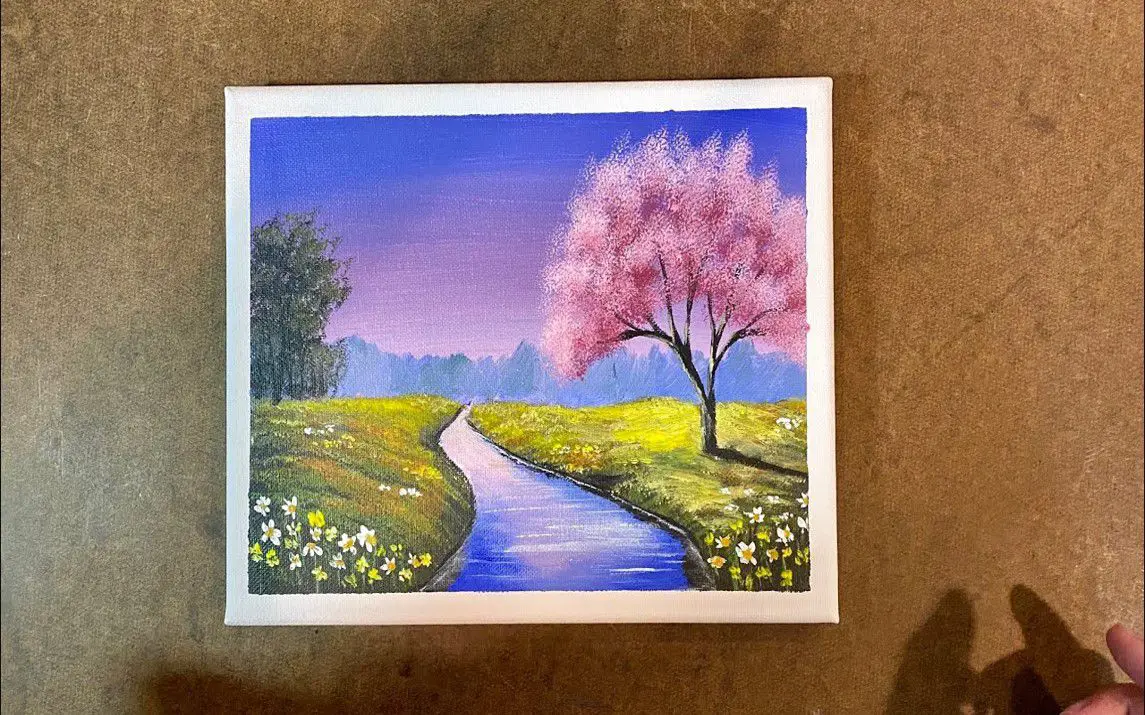 Serene Painting of a Spring Landscape
