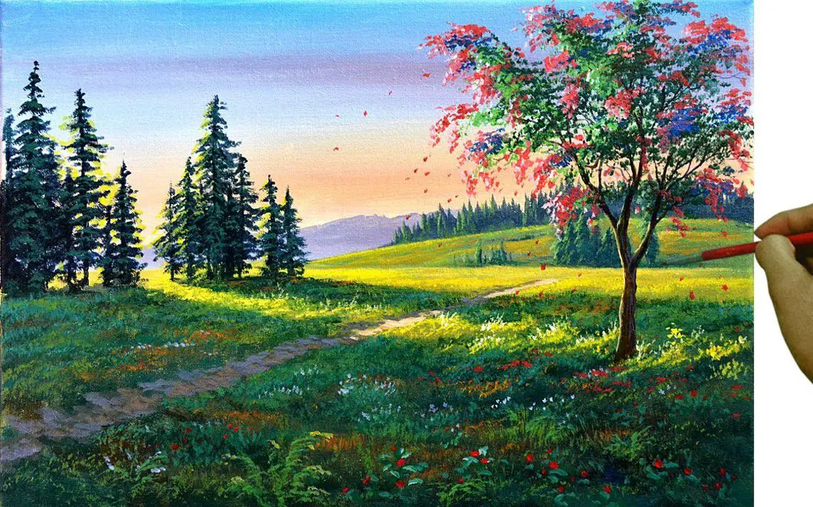 Realistic Spring Landscape Painting