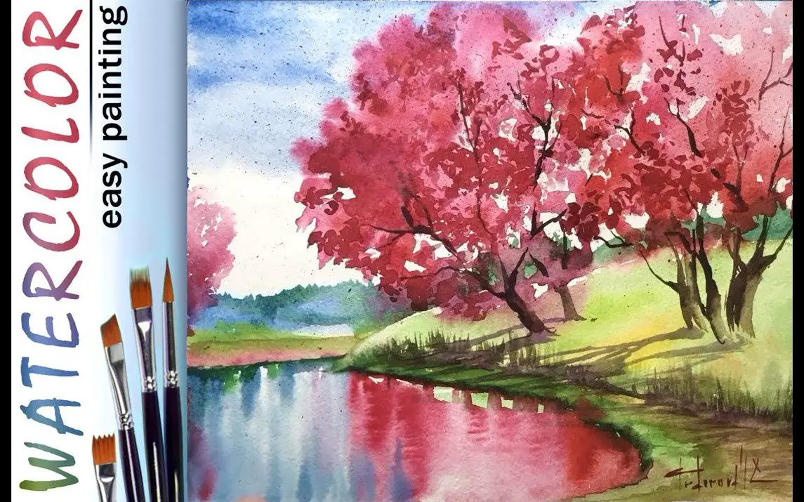 Spring Scene in Watercolors