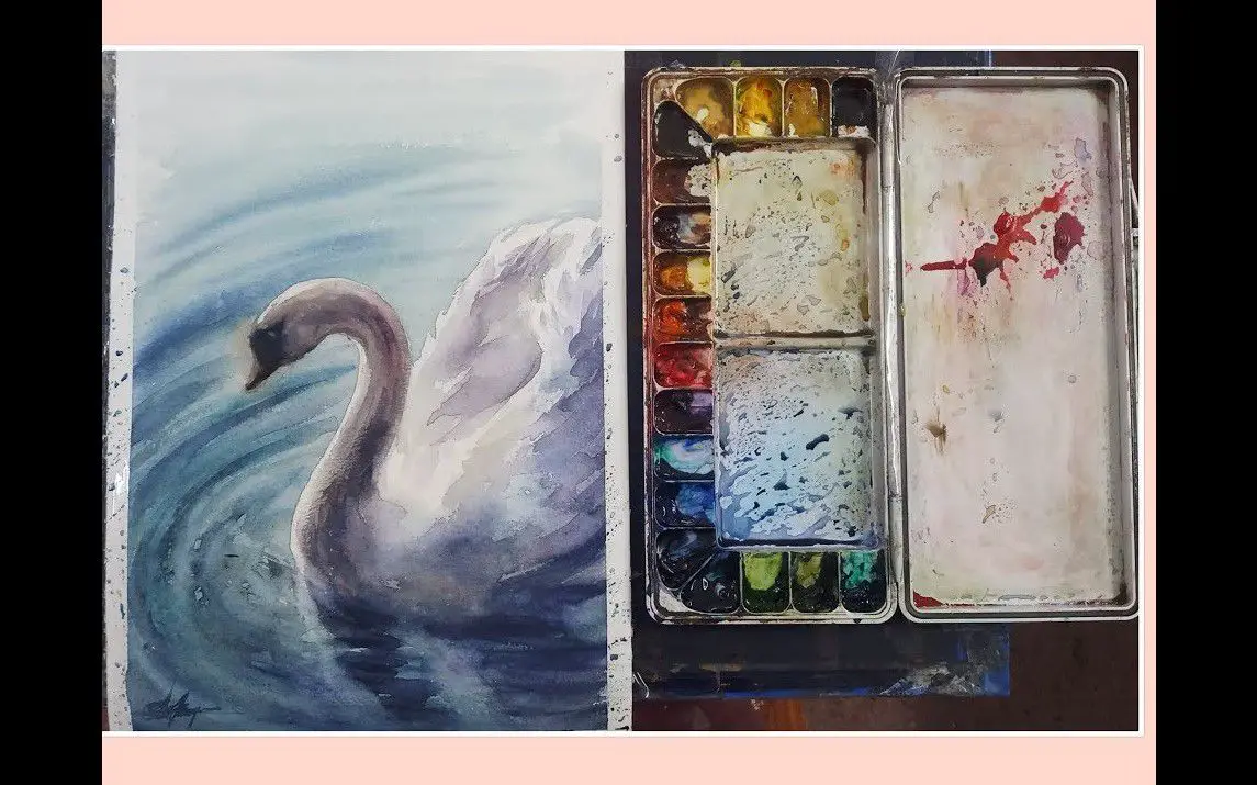 Simple Swan Painting with Watercolors