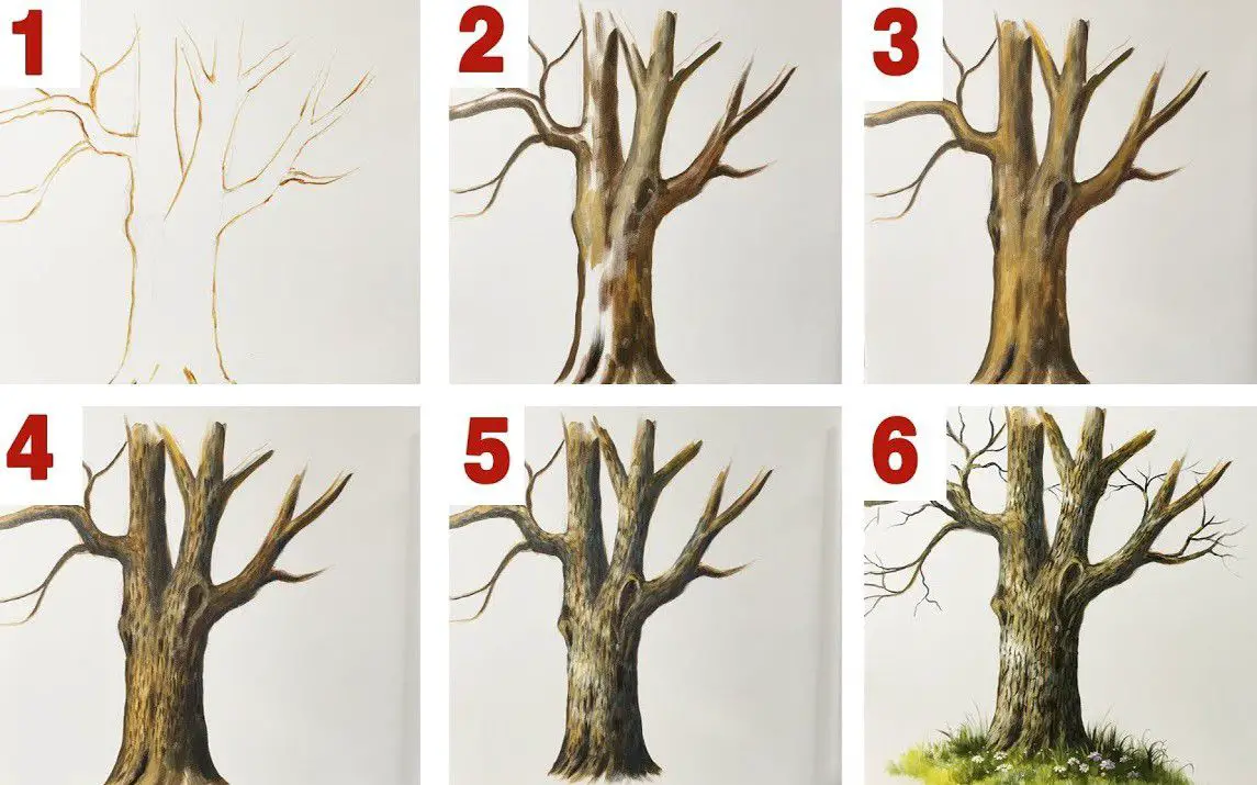 Step by Step Tree Trunk Painting Tutorial