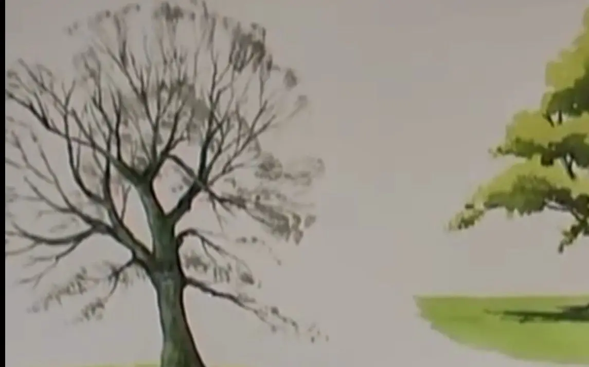 Watercolor Painting of Winsome tree without leaves
