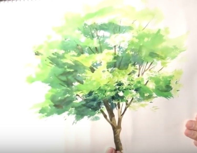 Eye-catching and Beautiful Tree Without Leave Watercolor Painting