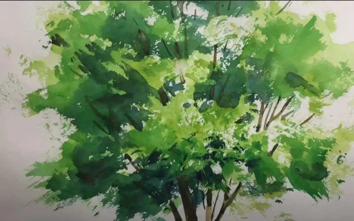 Charming and Enchanting Watercolor Tree Painting by Shibasaki