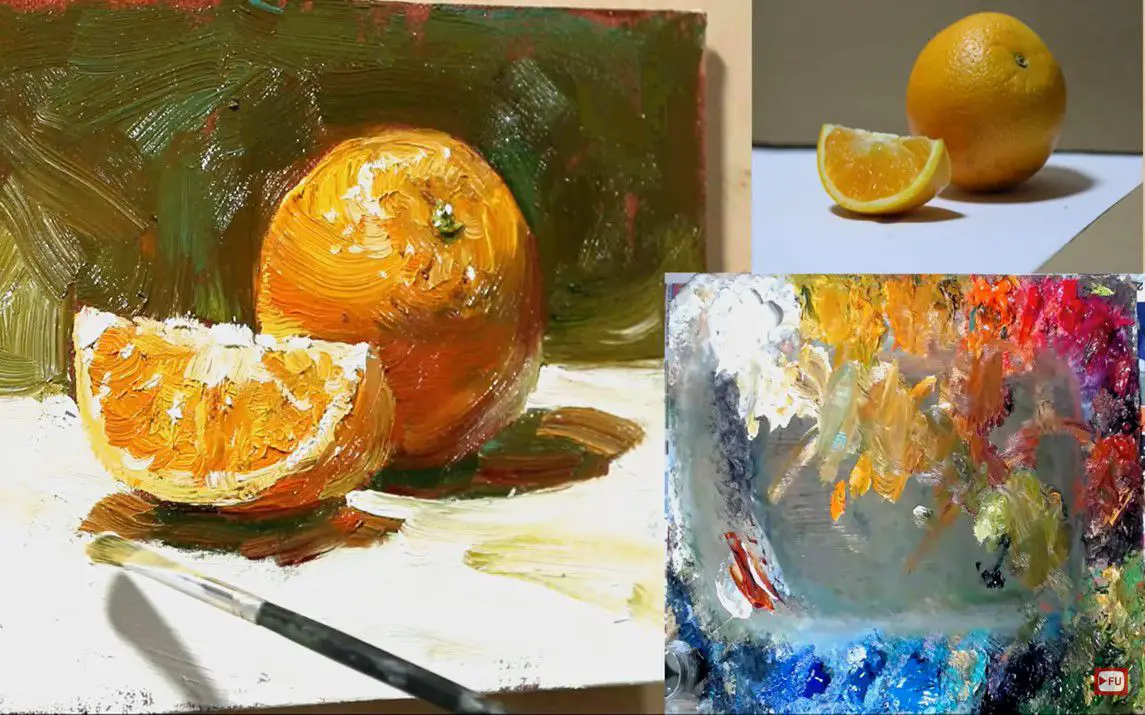 Rough Oil Painting of an Orange