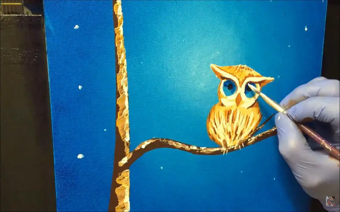 Owl Painting with a Starry Background