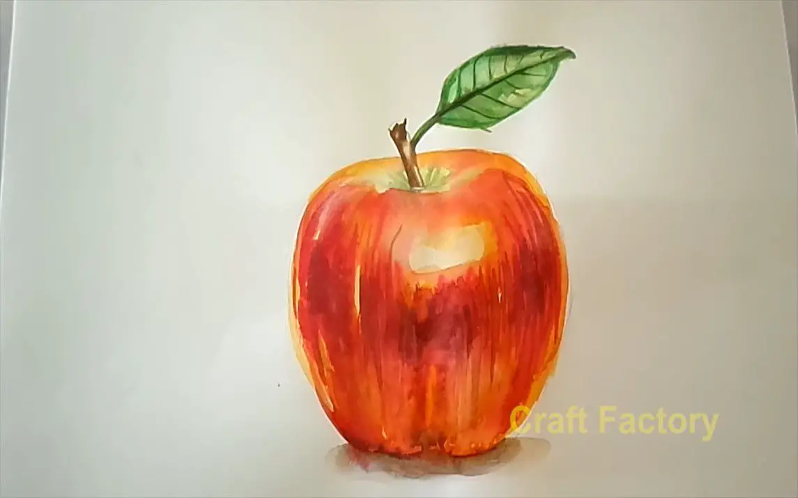 Simple Watercolor Painting of an Apple