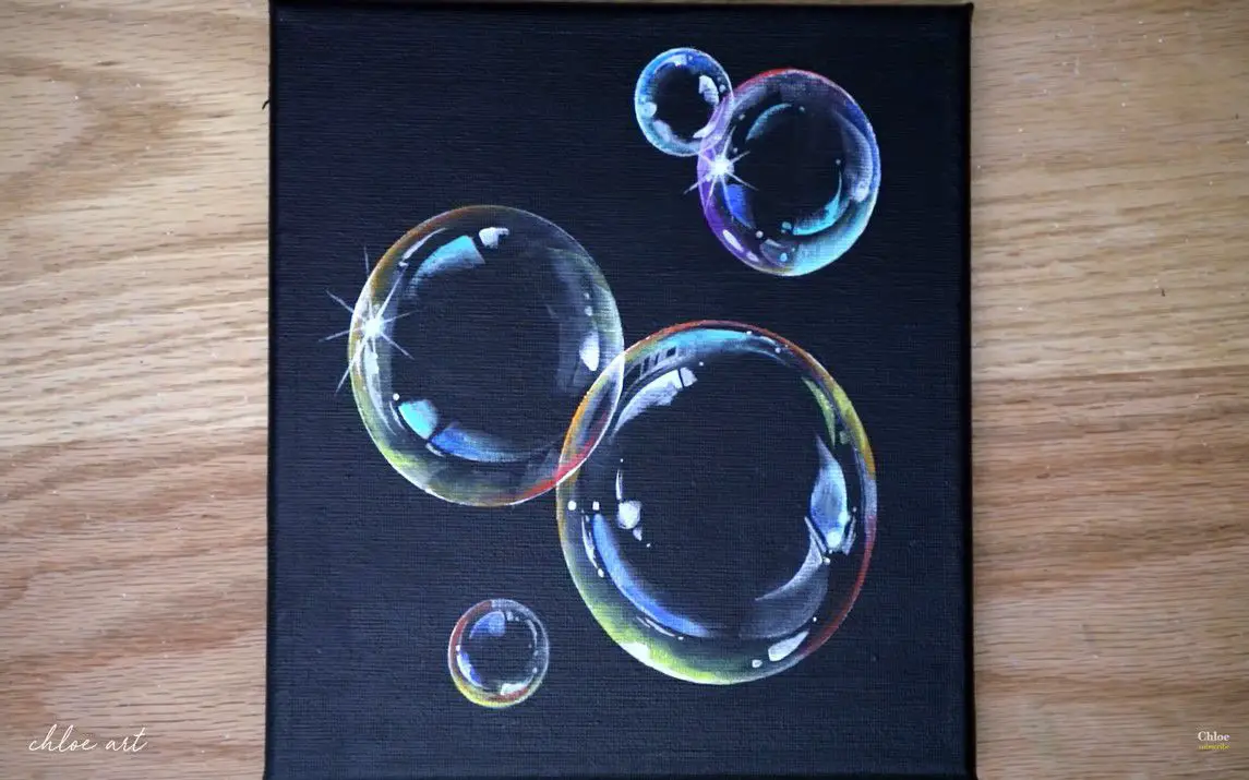 Sparkling Bubbles on Black Canvas