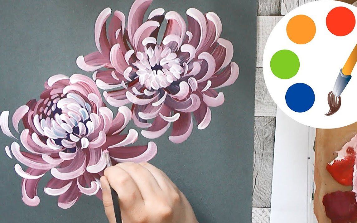 Simple Painting of Chrysanthemum Flowers