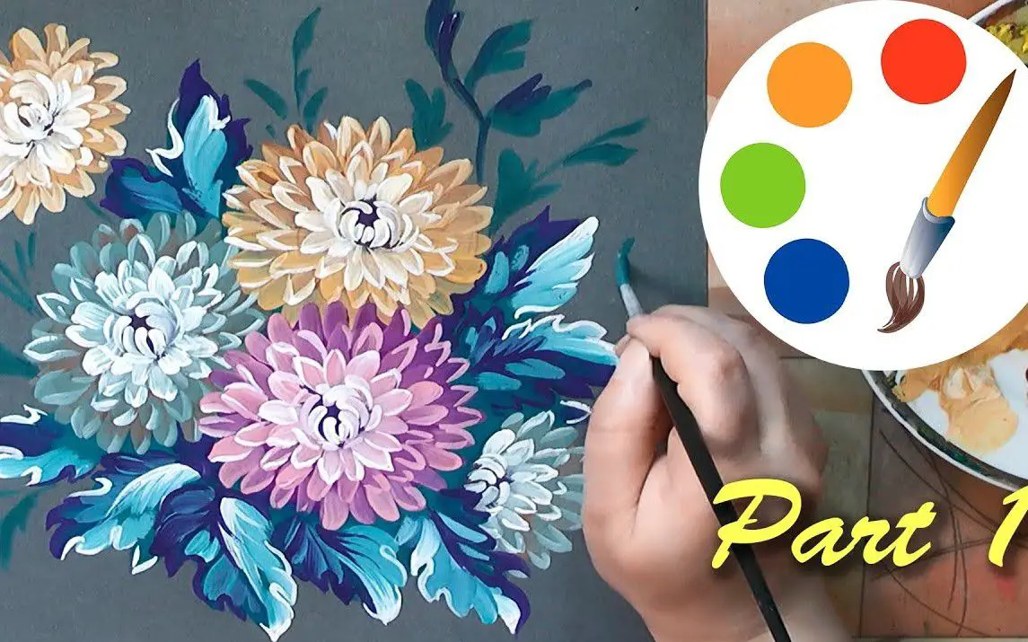 Vibrant Painting of Chrysanthemum Flowers