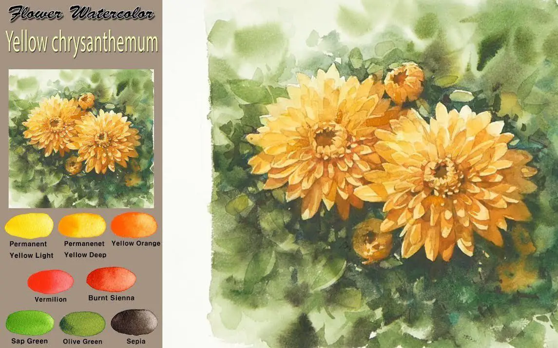 A Gorgeous Painting of Chrysanthemums