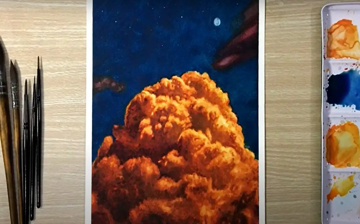 Painting Sunset Clouds in Watercolor by Kembart Drawing