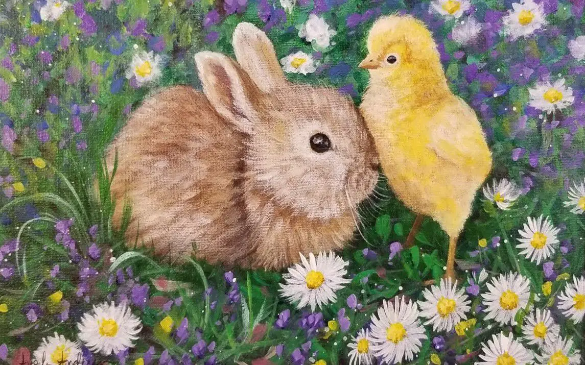 Bunny and Chick Painting for Easter
