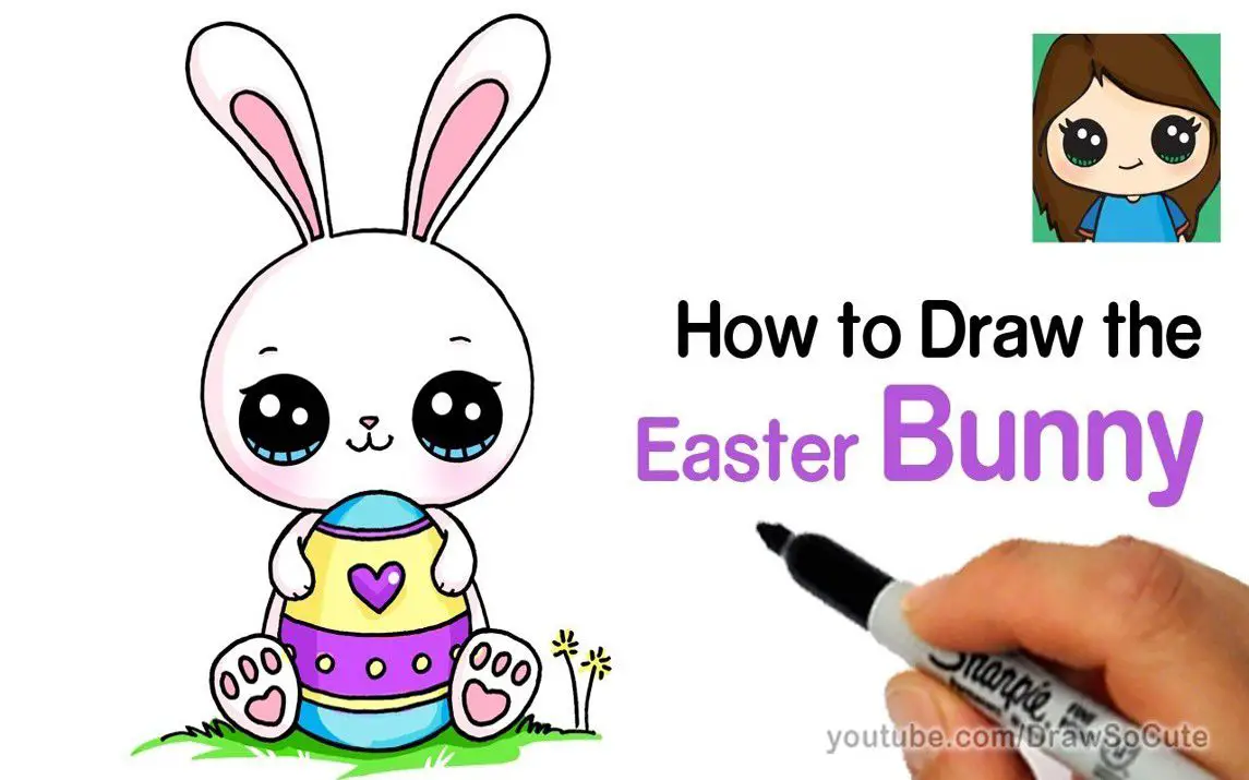 Cute Easter Bunny Drawing for Kids