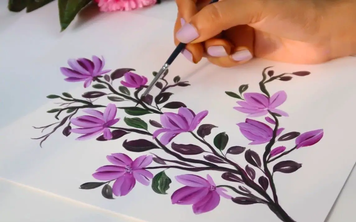 Purple Bel Stroke Painting Design by Mukta