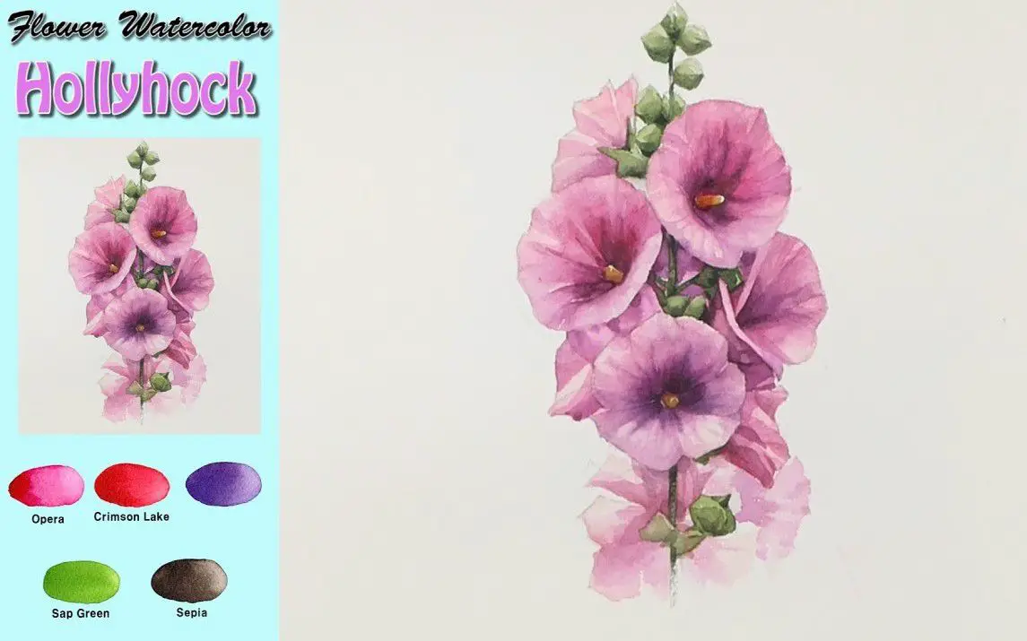 Lifelike Hollyhock Painting