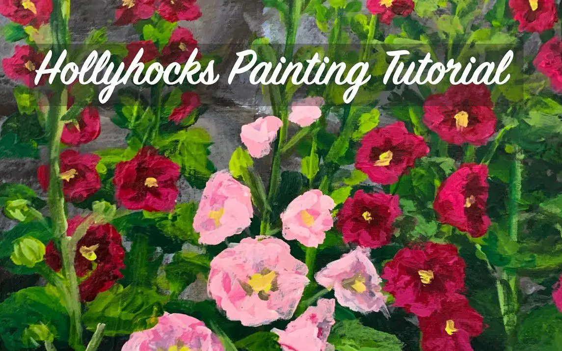 Simple Hollyhock Field Painting