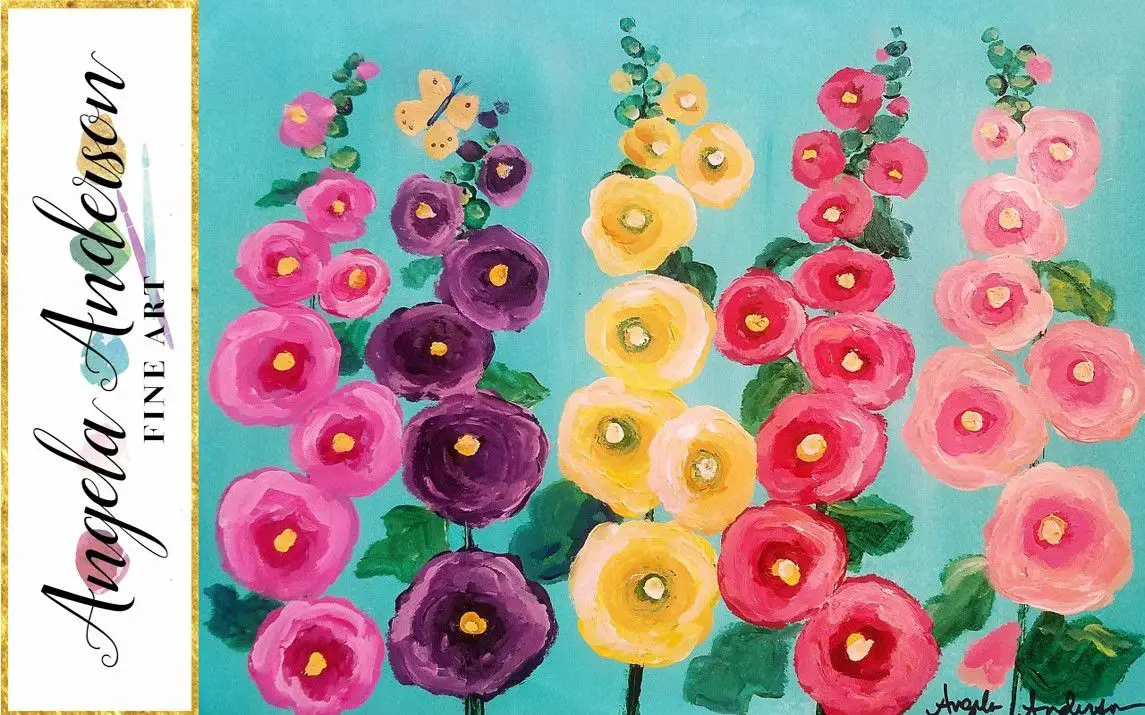 Painting Hollyhocks with Cotton Swabs