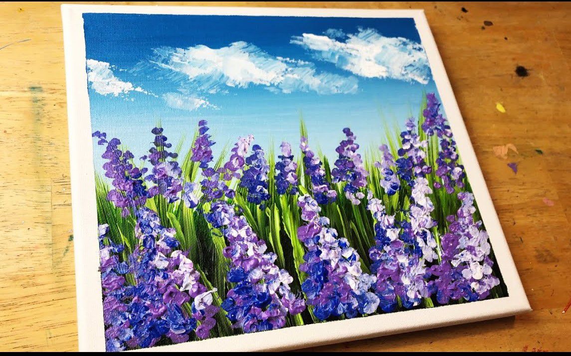 Lavender Painting with fan Brush