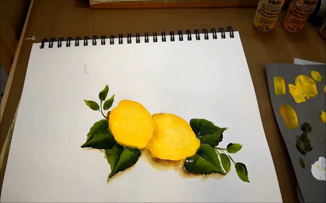 Simple Lemon Painting with Acrylics on Paper