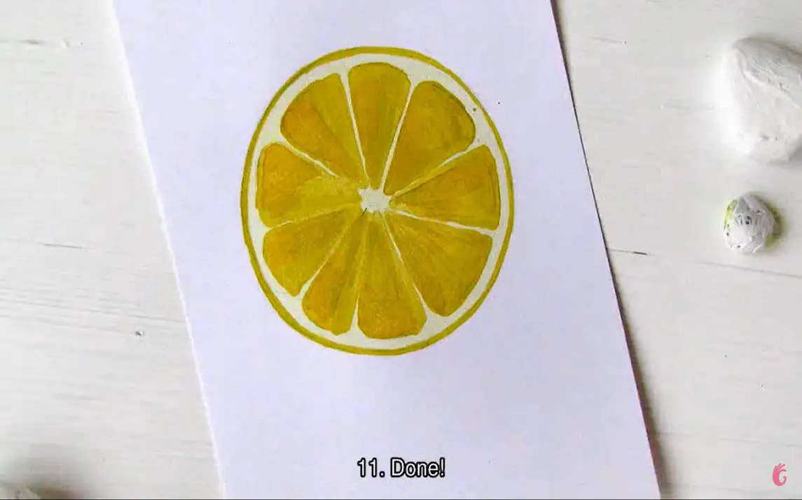 Painting a Slice of Lemon using Watercolors