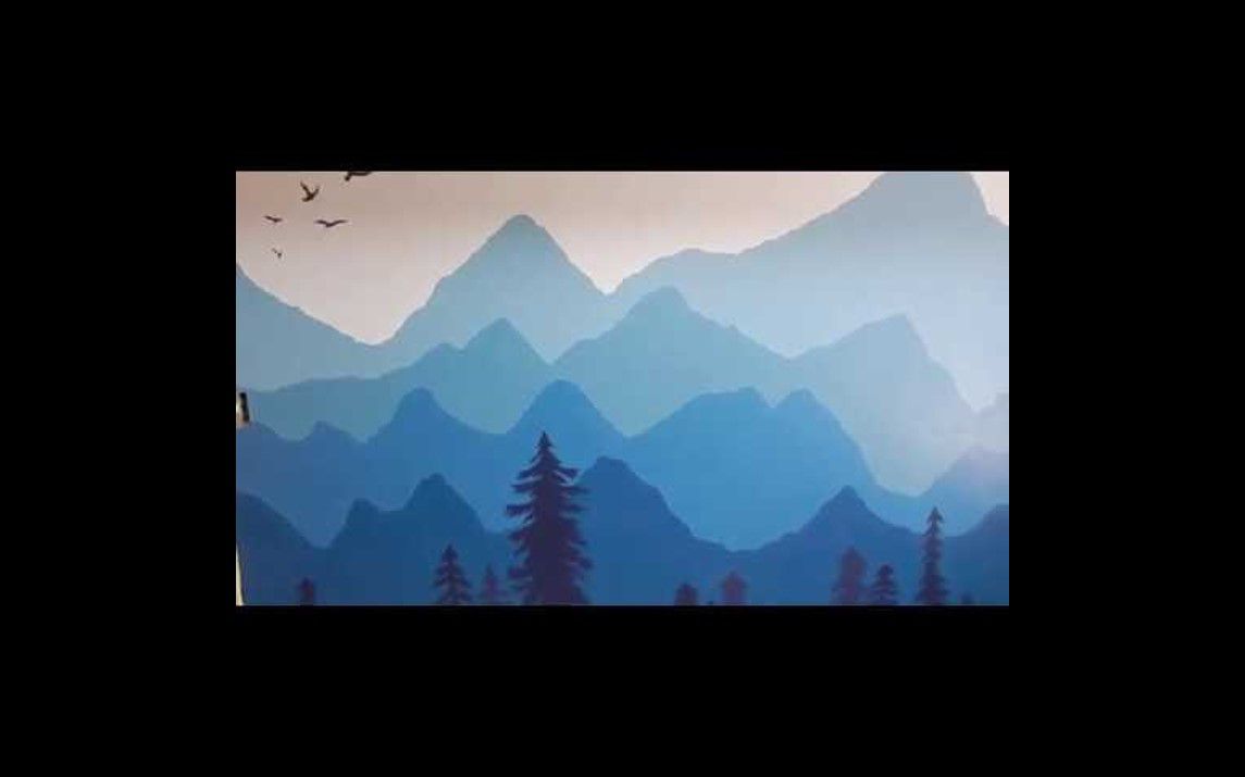 A Beautiful Blue Mountain Mural