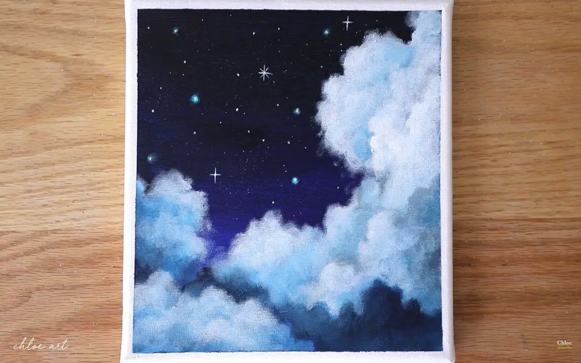Painting of a Cloudy Night Sky