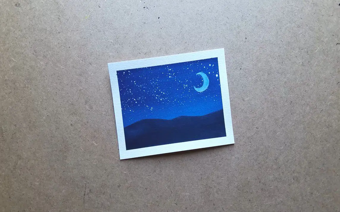 Simple Watercolor Painting of the Night Sky