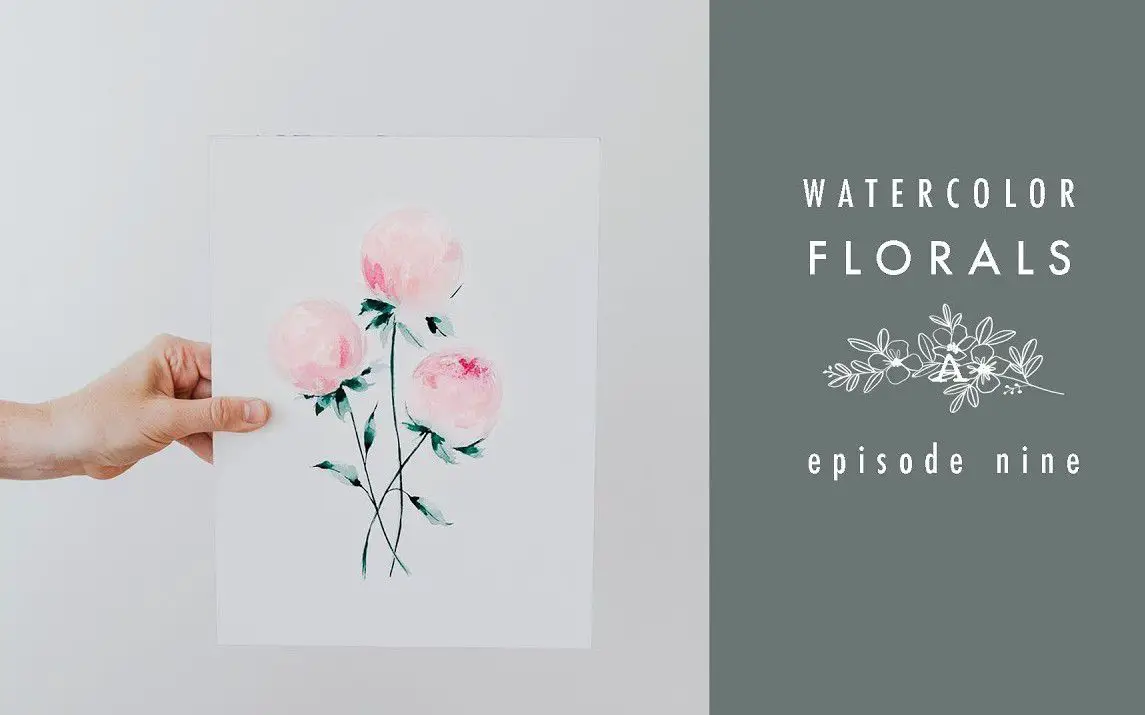 Simple Peony Painting in Watercolor