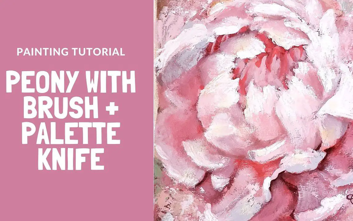 Simple Peony Painting with a Palette Knife