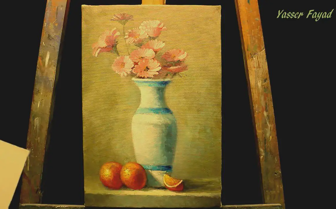 Exquisite Painting of a Flower Vase