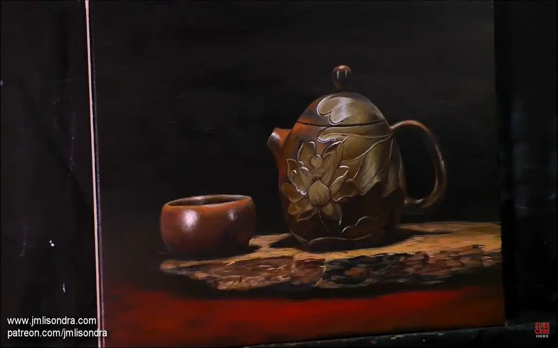 Elegant Painting of a Tea Set