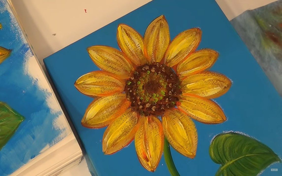 Easy Sunflower painting tutorial using Acrylics