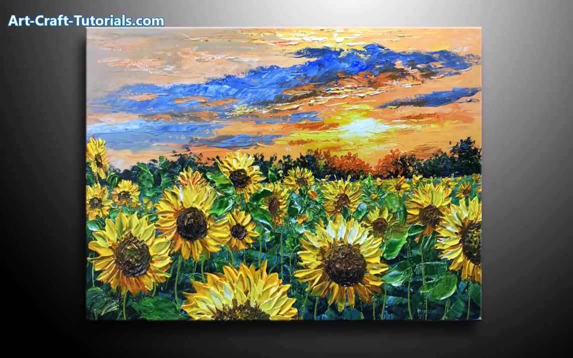 Oil painting of a Magnificent Sunflower Field
