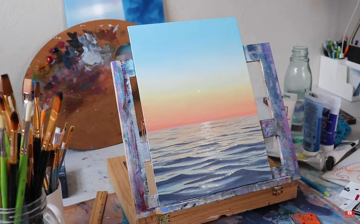 Scenic Painting of Sunset over Water