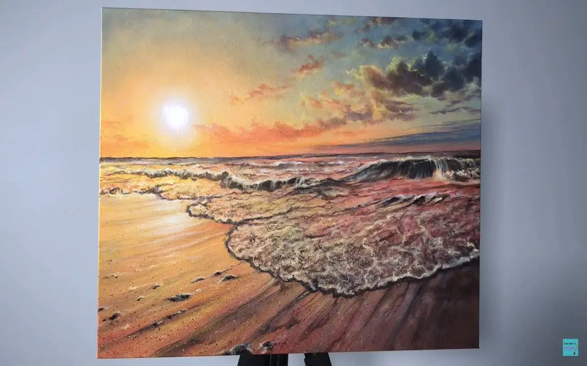 Realistic Ocean Sunset Painting
