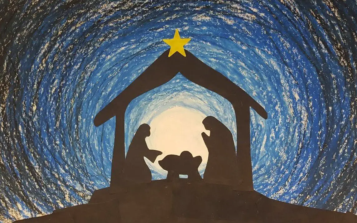 Nativity Scene in Oil Pastels