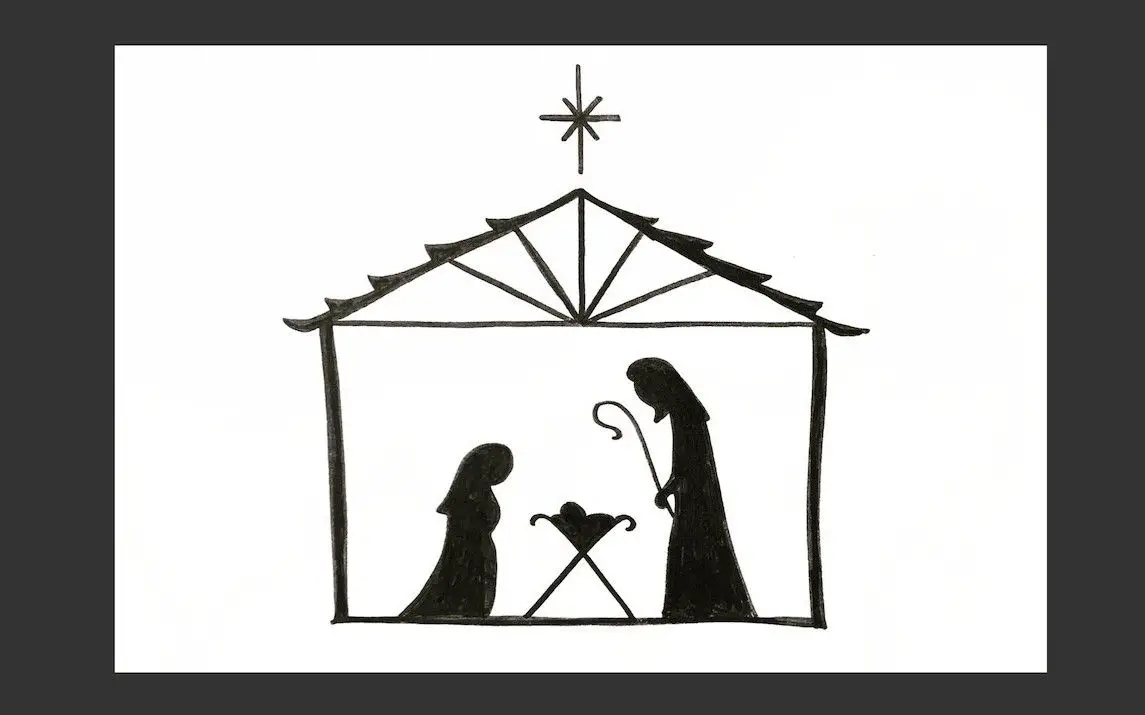 Simple Drawing of the Nativity Scene