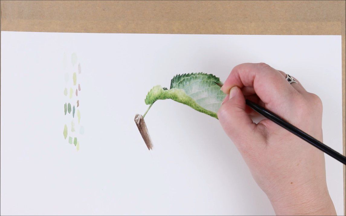 Amazing Watercolor Painting of a Tree Leaf