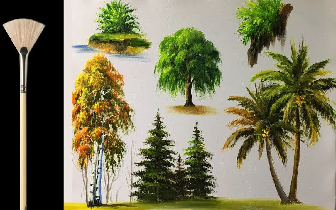 Realistic Tree Painting with a Fan Brush