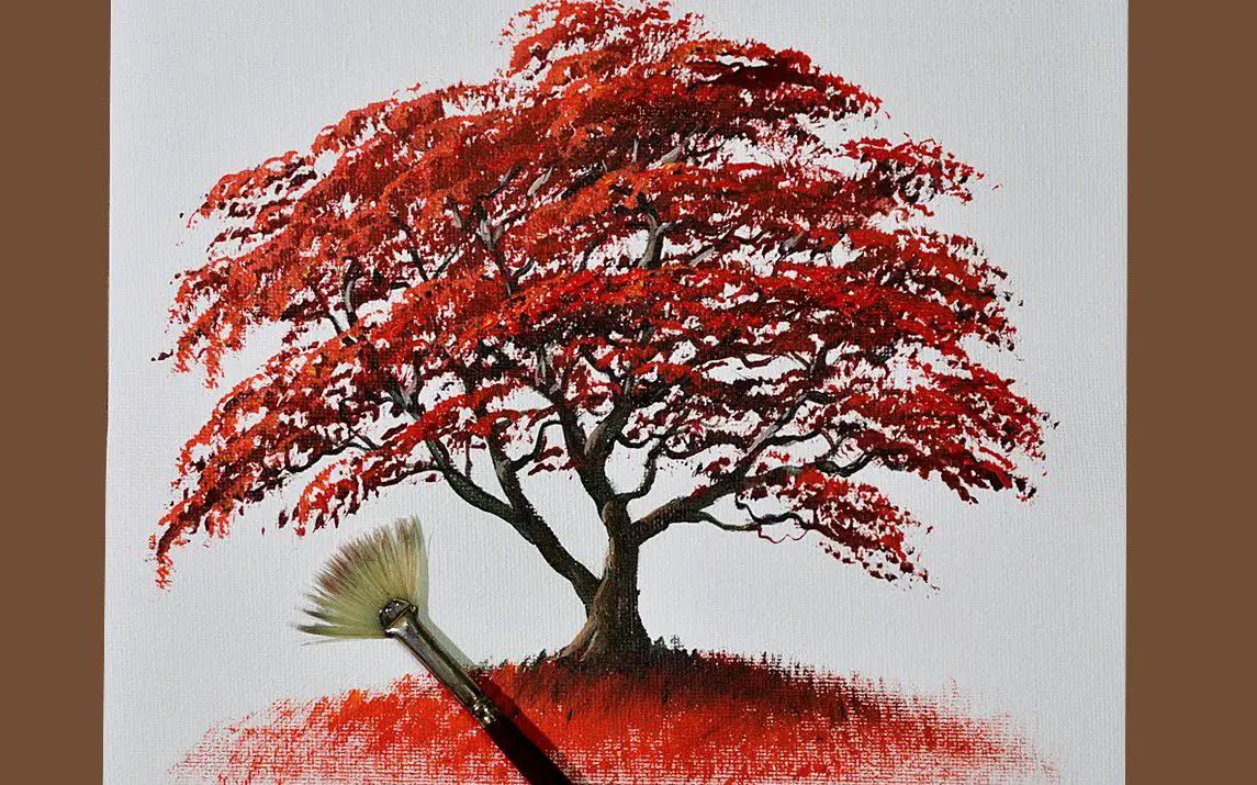 Beautiful Crimson Tree Painting