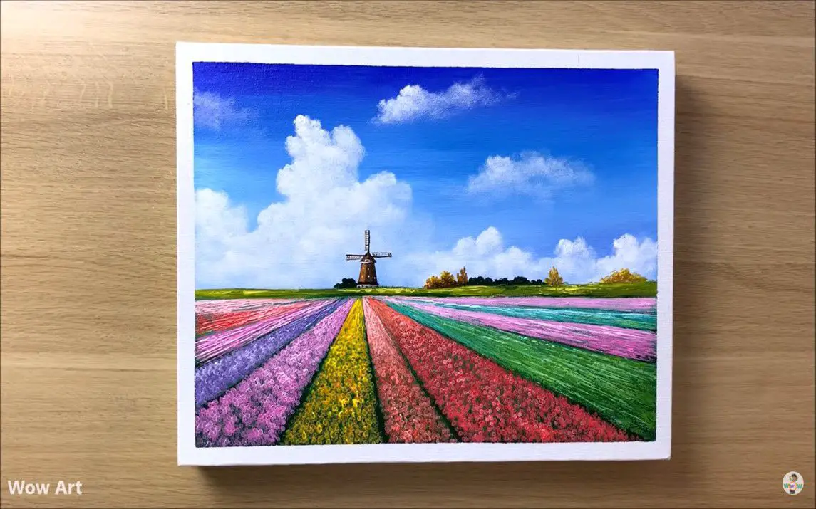 Simple Tulip Field Painting Demonstration